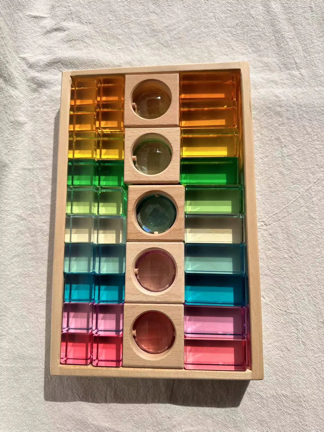 Montessori Wooden and Acrylic See-Through Blocks