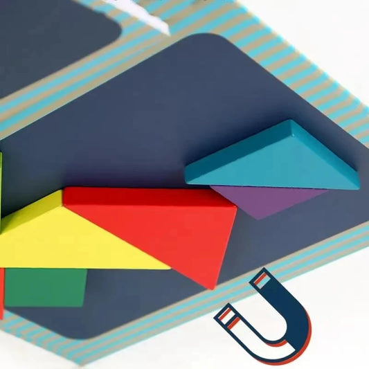 1Set Wooden Magnetic Tangram Puzzle Book Educational Toys For Children Baby Kid Portable Montessori Learning Intelligence