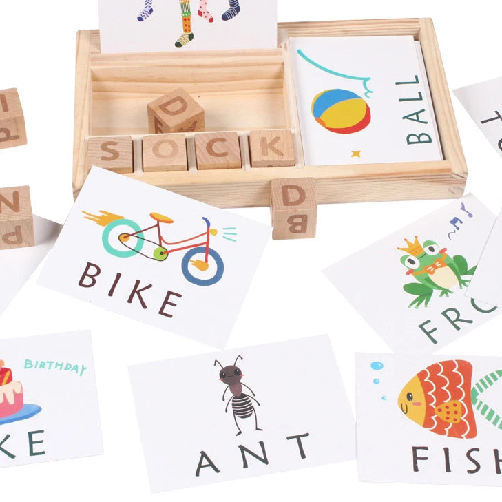 Wooden Cubes Word Game for Kids