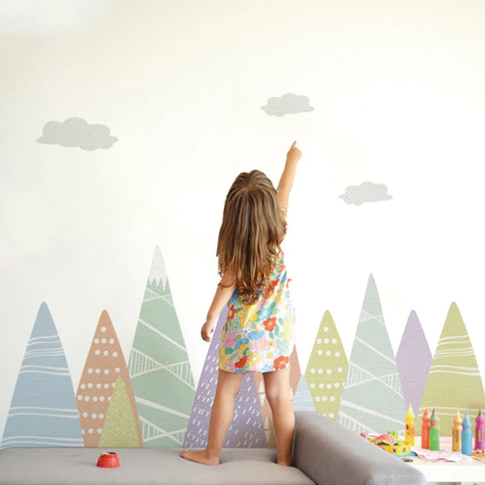 Colourful Cartoon Mountains Fabric Wall Stickers