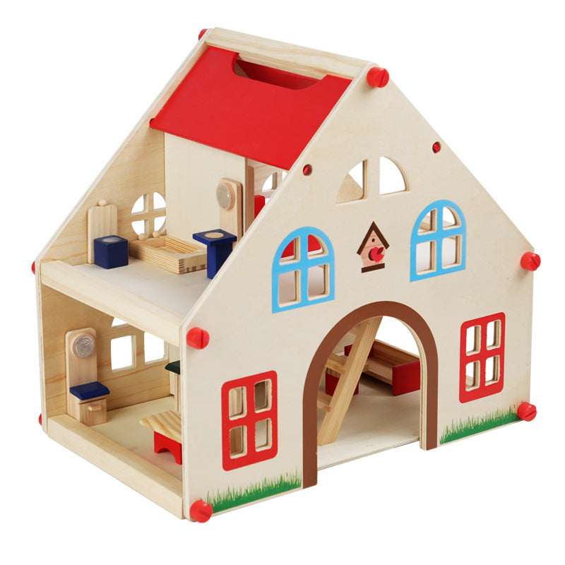 Wooden Children's Play House Villa with Accessories