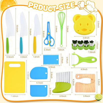 Montessori-Inspired Kids Kitchen Tool Set – Real Cooking for Little Chefs, 17 pieces