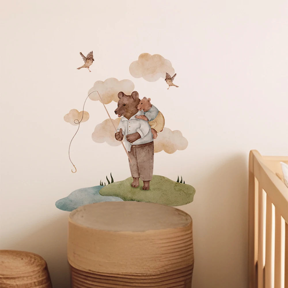 Boho Fabric Wall Decals – Cartoon Mouse & Woodland Animals