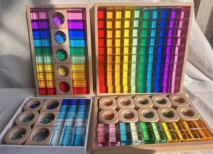 Montessori Wooden and Acrylic See-Through Blocks