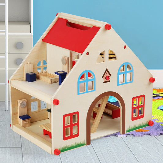 Wooden Children's Play House Villa with Accessories