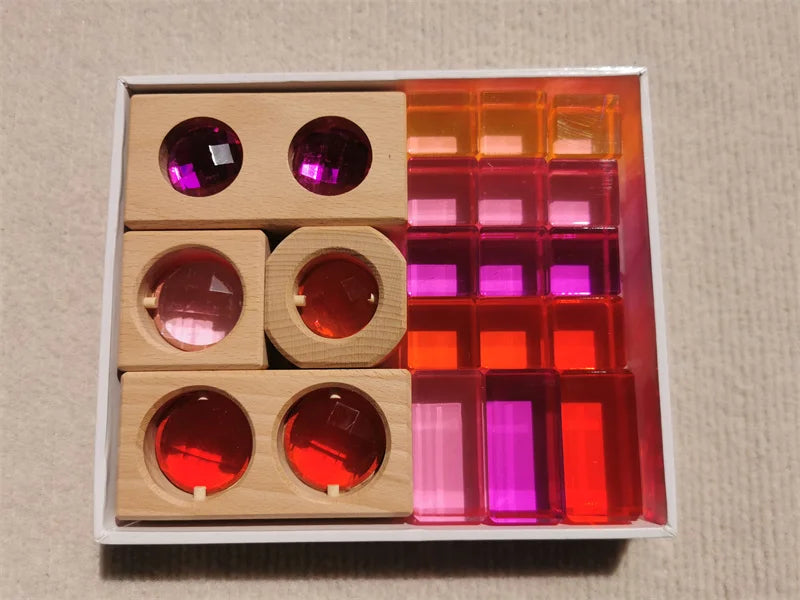 Montessori Wooden and Acrylic See-Through Blocks