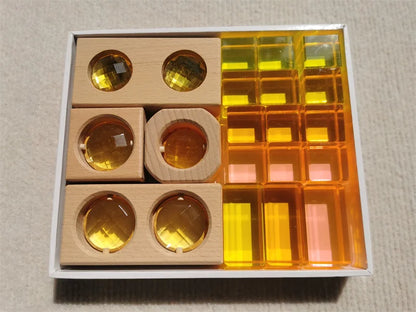 Montessori Wooden and Acrylic See-Through Blocks