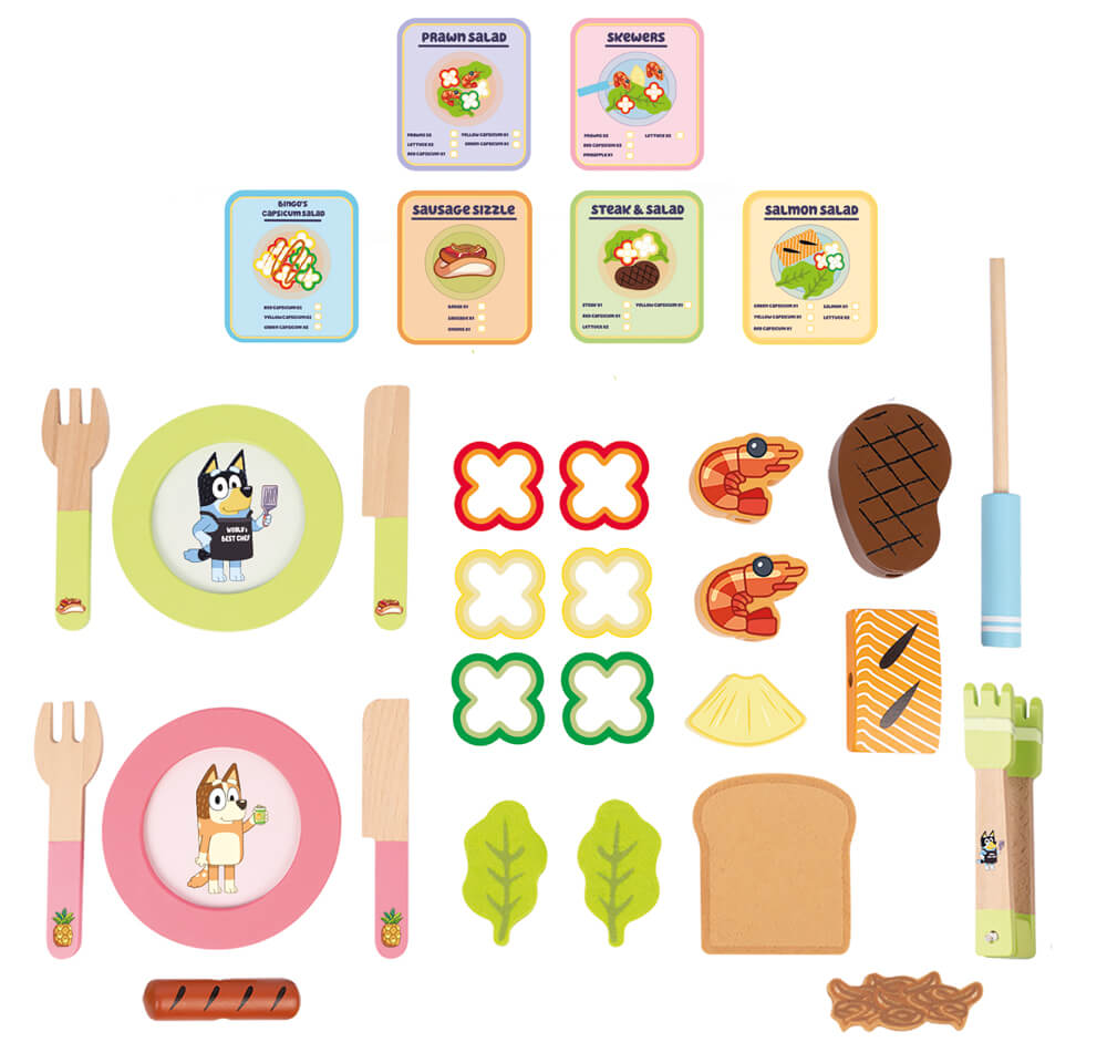 Bluey Wooden Tabletop BBQ Set