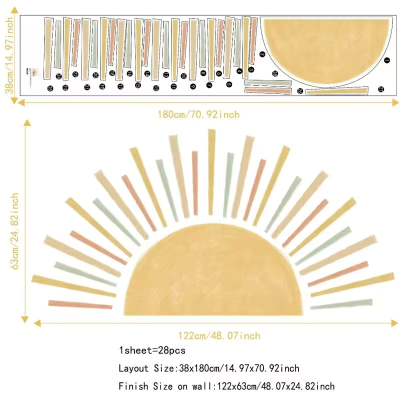 Boho Sun Wallpaper Kids Wall Stickers