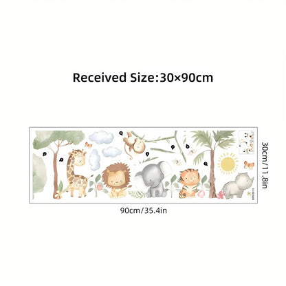 Cartoon Safari Animals and Trees Wall Sticker