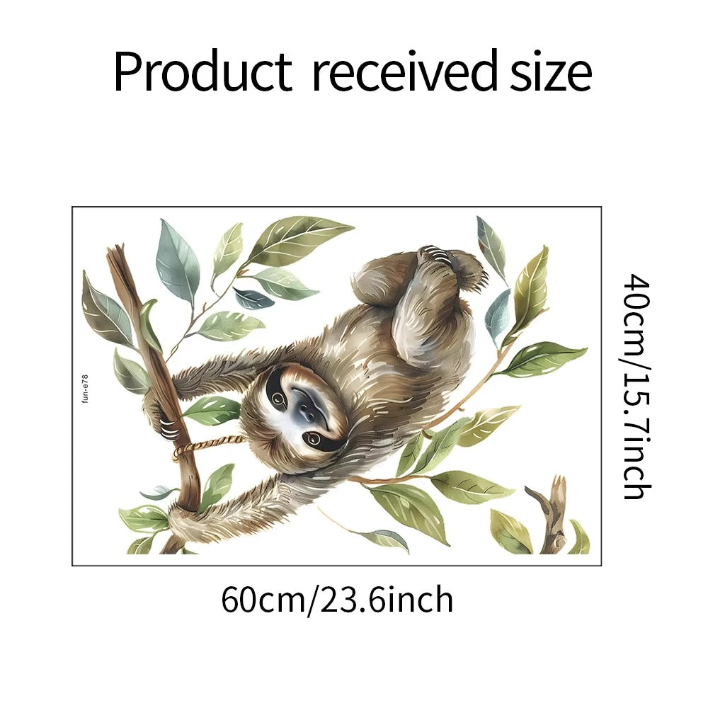 Cartoon Sloth Wall Sticker, 40x60cm