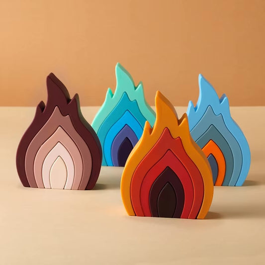 Montessori Silicone Stacking Blocks Sets - Flame