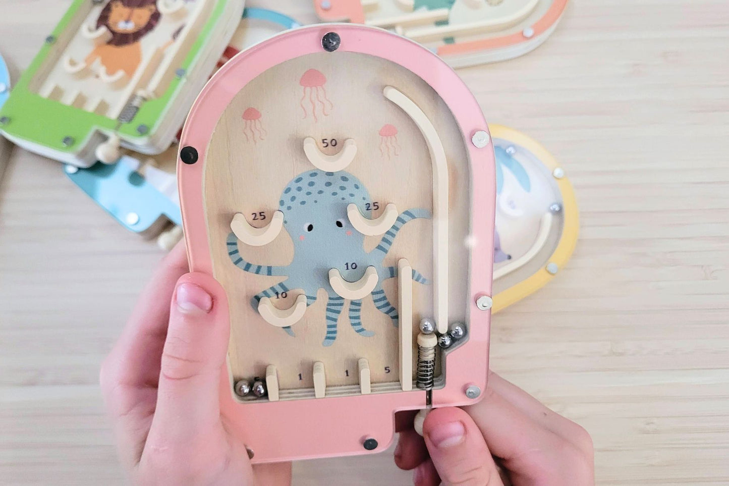 Wooden Pinball Game, set of 6