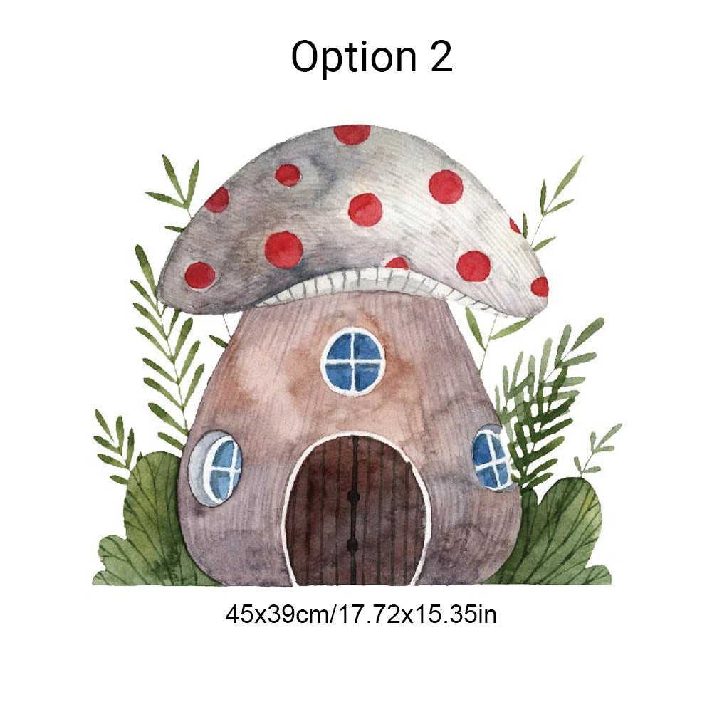 Boho Cartoon Mushroom House Fabric Wall Decal