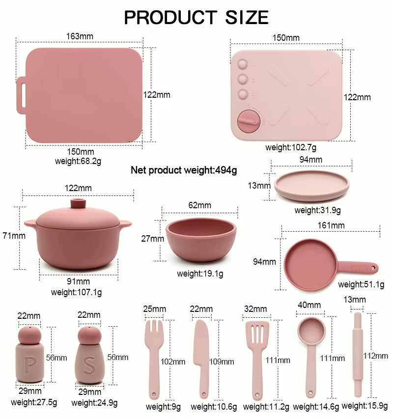 3-Piece Silicone Cooking Play Set
