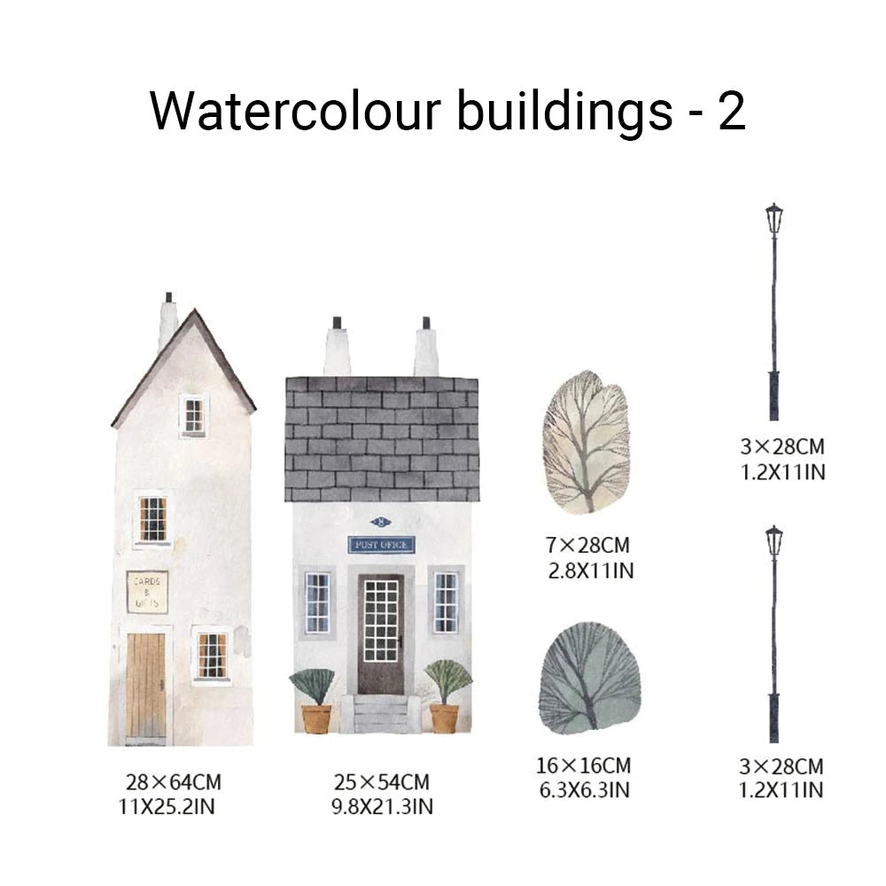 Watercolour Building Fabric Wall Murals