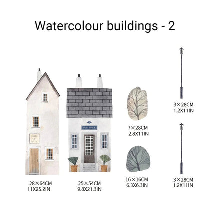 Watercolour Building Fabric Wall Murals