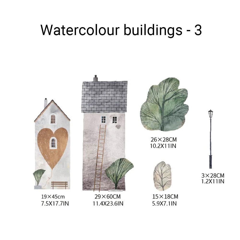 Watercolour Building Fabric Wall Murals