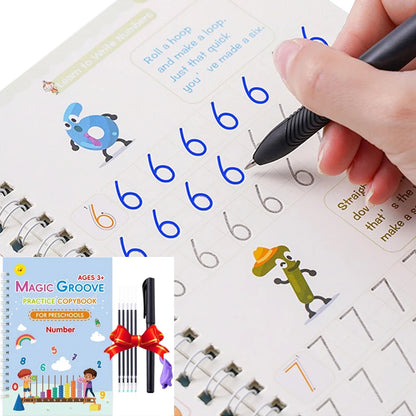 Set of 4 Magic Reusable Drawing & Writing Practice Books with Pen, English