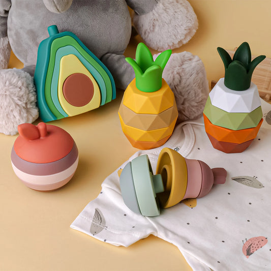Montessori Silicone Stacking Blocks Sets - Fruits
