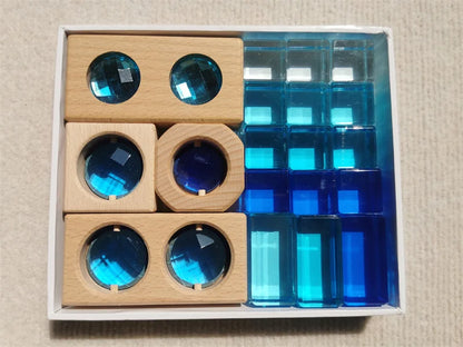 Montessori Wooden and Acrylic See-Through Blocks