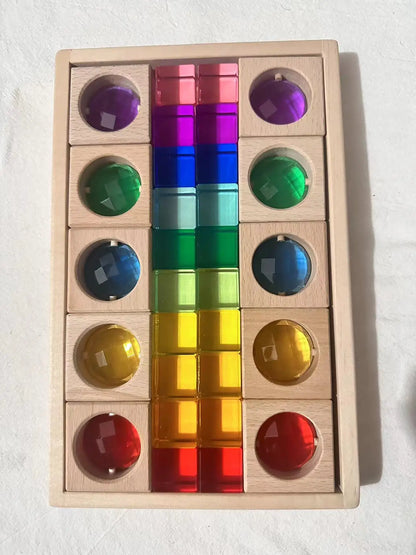 Montessori Wooden and Acrylic See-Through Blocks