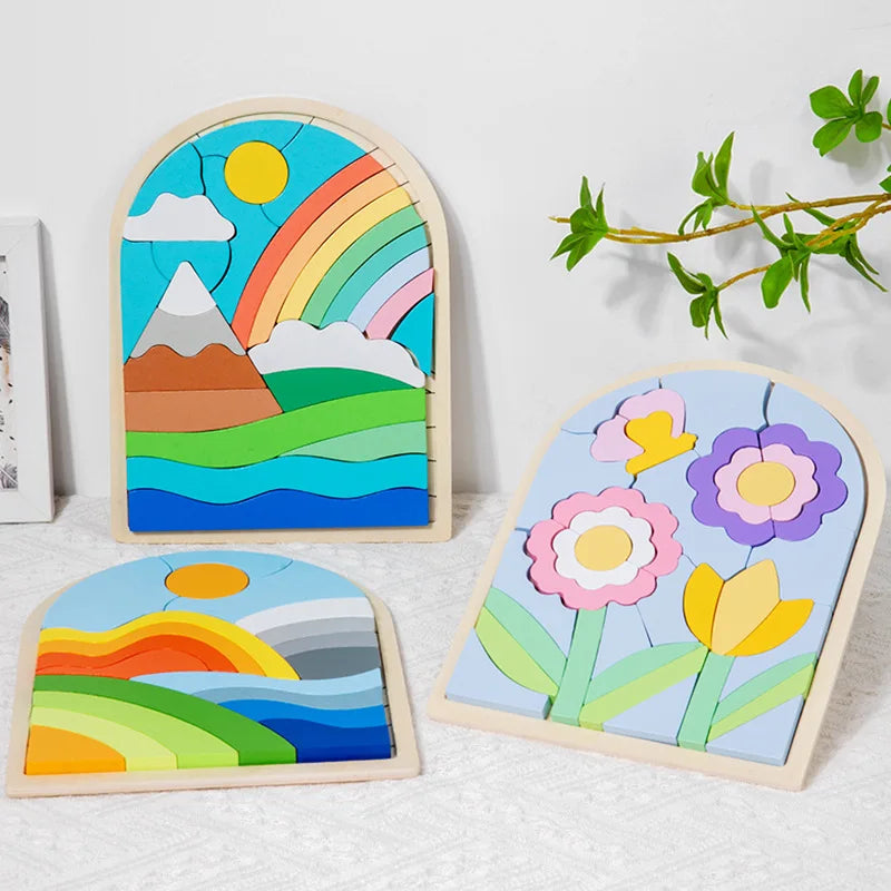 Montessori Wooden Colourful Puzzle Sets