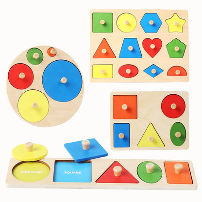 Wooden Shape and Colour Matching Boards for Babies & Toddlers