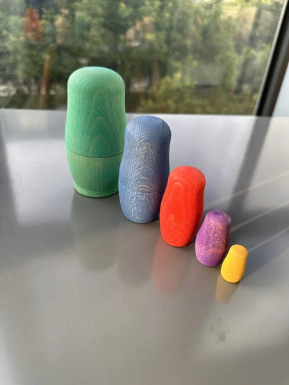 Wood Montessori Toys Rainbow Stacking Bridge Cars Matryoshka Dolls Forest Trees for Kids Educational Blocks Play