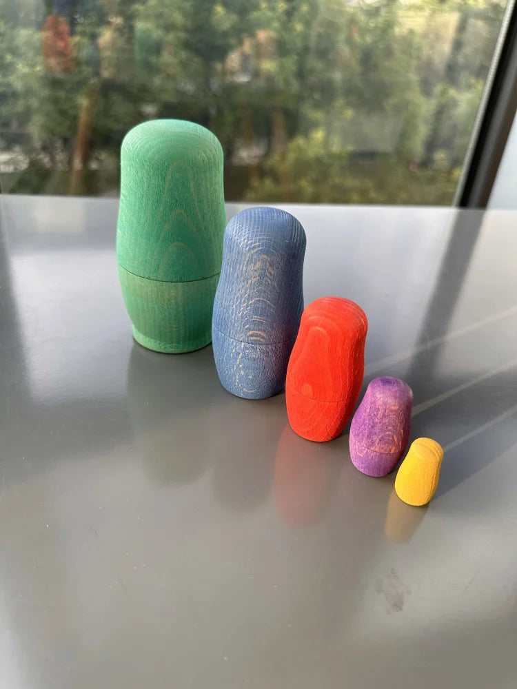 Wood Montessori Toys Rainbow Stacking Bridge Cars Matryoshka Dolls Forest Trees for Kids Educational Blocks Play