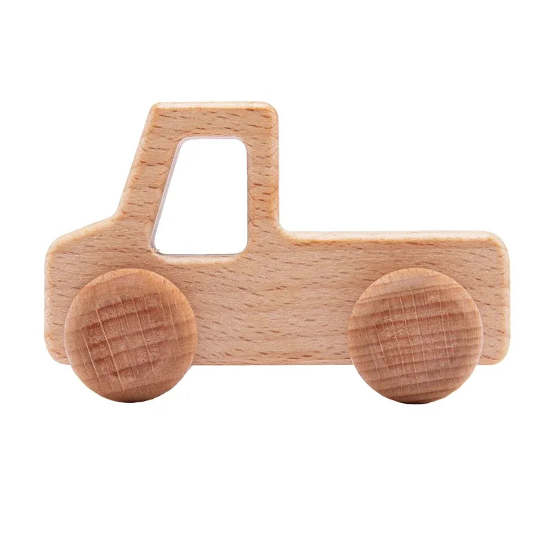 Beech Wood Teether & Montessori Educational Car Toys