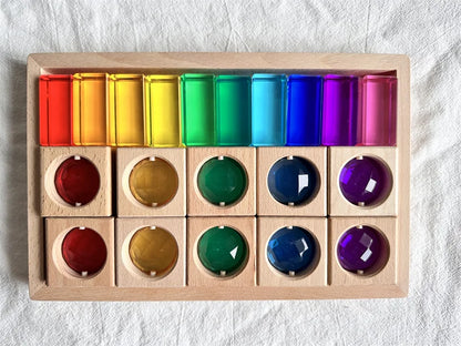 Montessori Wooden and Acrylic See-Through Blocks