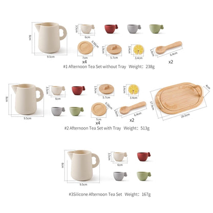 Montessori Wooden & BPA-Free Silicone Pretend Play Teapot Set