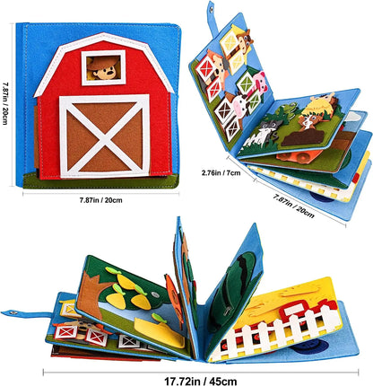 Montessori Farm Animal Busy Board – Quiet Felt Book for Toddlers