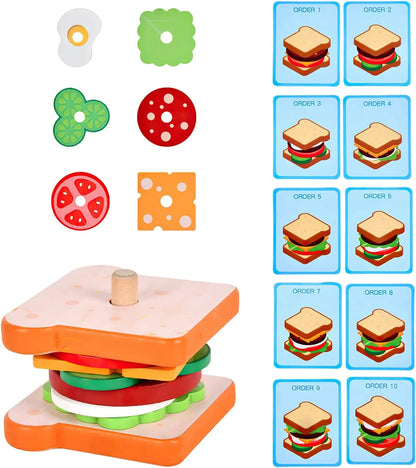 Wooden Burger or Sandwich Stacking Toy