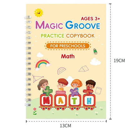 Set of 4 Magic Reusable Drawing & Writing Practice Books with Pen, English