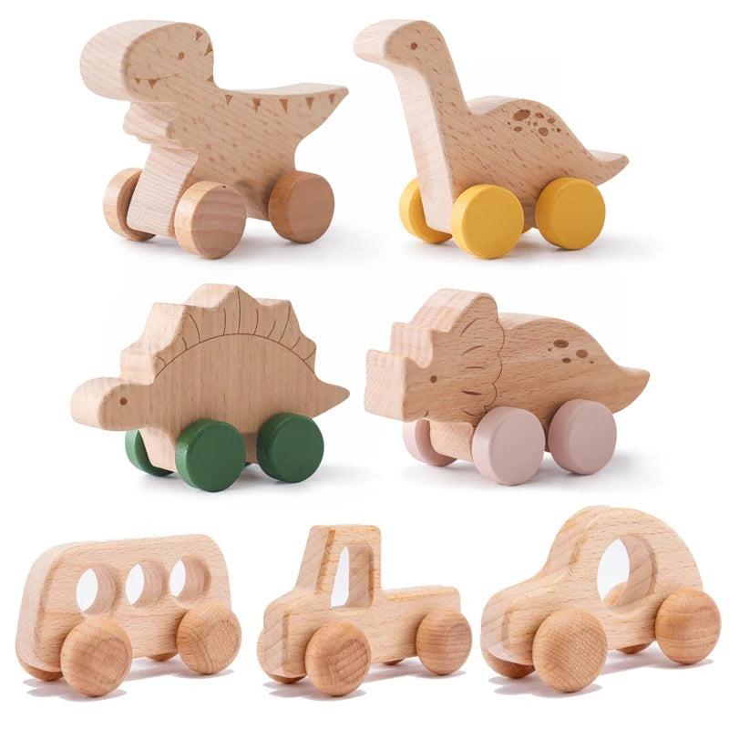 Beech Wood Teether & Montessori Educational Car Toys