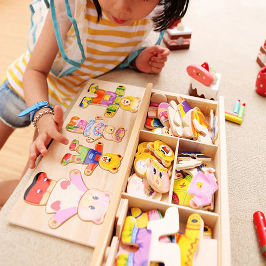 Wooden Bear Dress-Up Puzzle