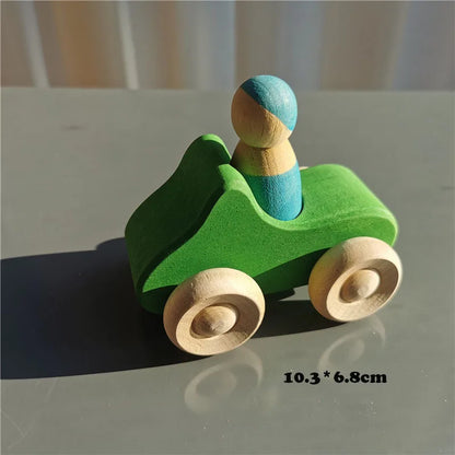 Wooden Rainbow Stacking Toy Sets – Basswood Bridge, Cars, Trucks & Forest Trees
