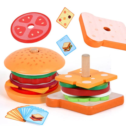 Wooden Burger or Sandwich Stacking Toy