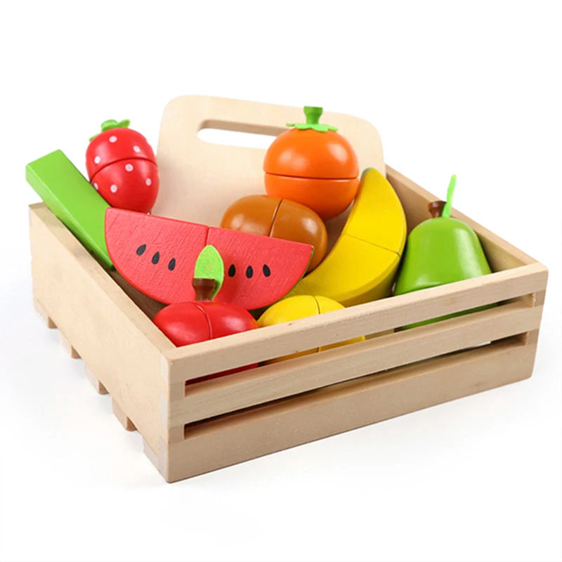 Montessori Wooden Cut Fruits & Vegetables – Simulation Kitchen Play Set