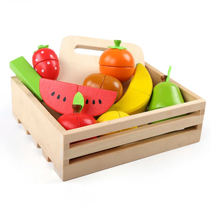 Montessori Wooden Cut Fruits & Vegetables – Simulation Kitchen Play Set