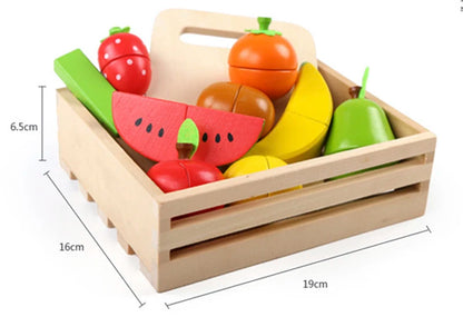 Montessori Wooden Cut Fruits & Vegetables – Simulation Kitchen Play Set