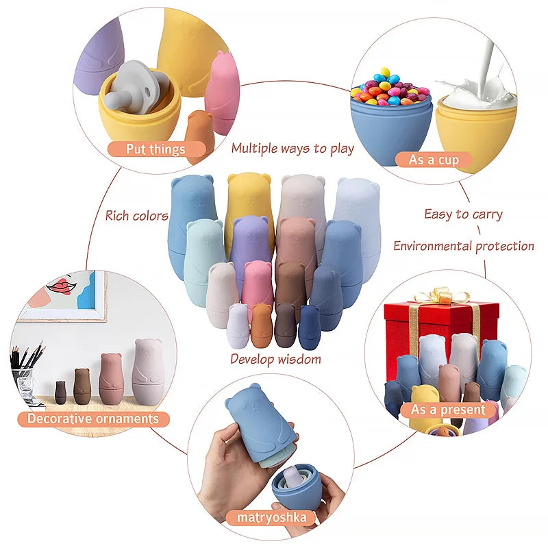 Montessori Silicone Nesting Doll Sets for Babies