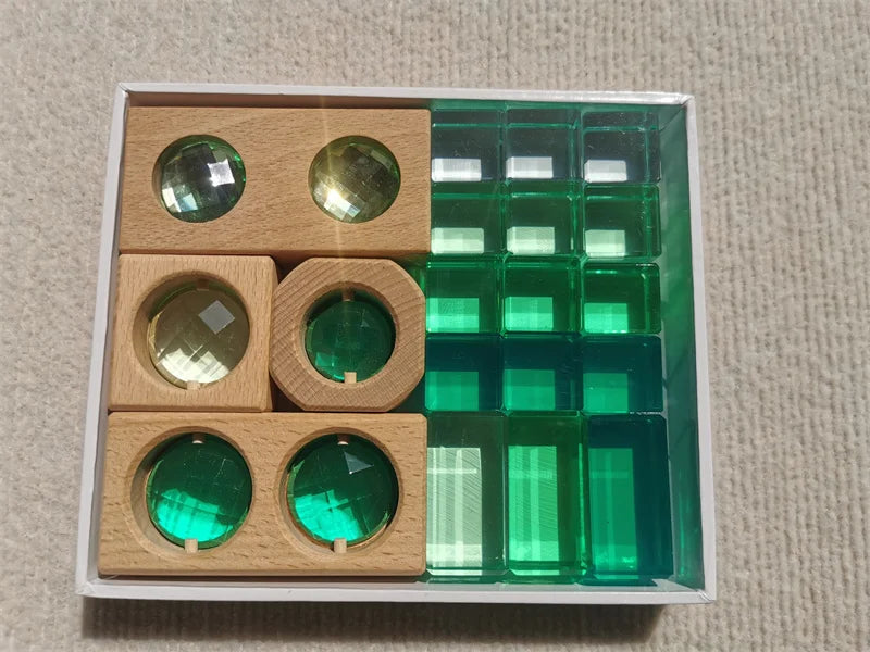 Montessori Wooden and Acrylic See-Through Blocks