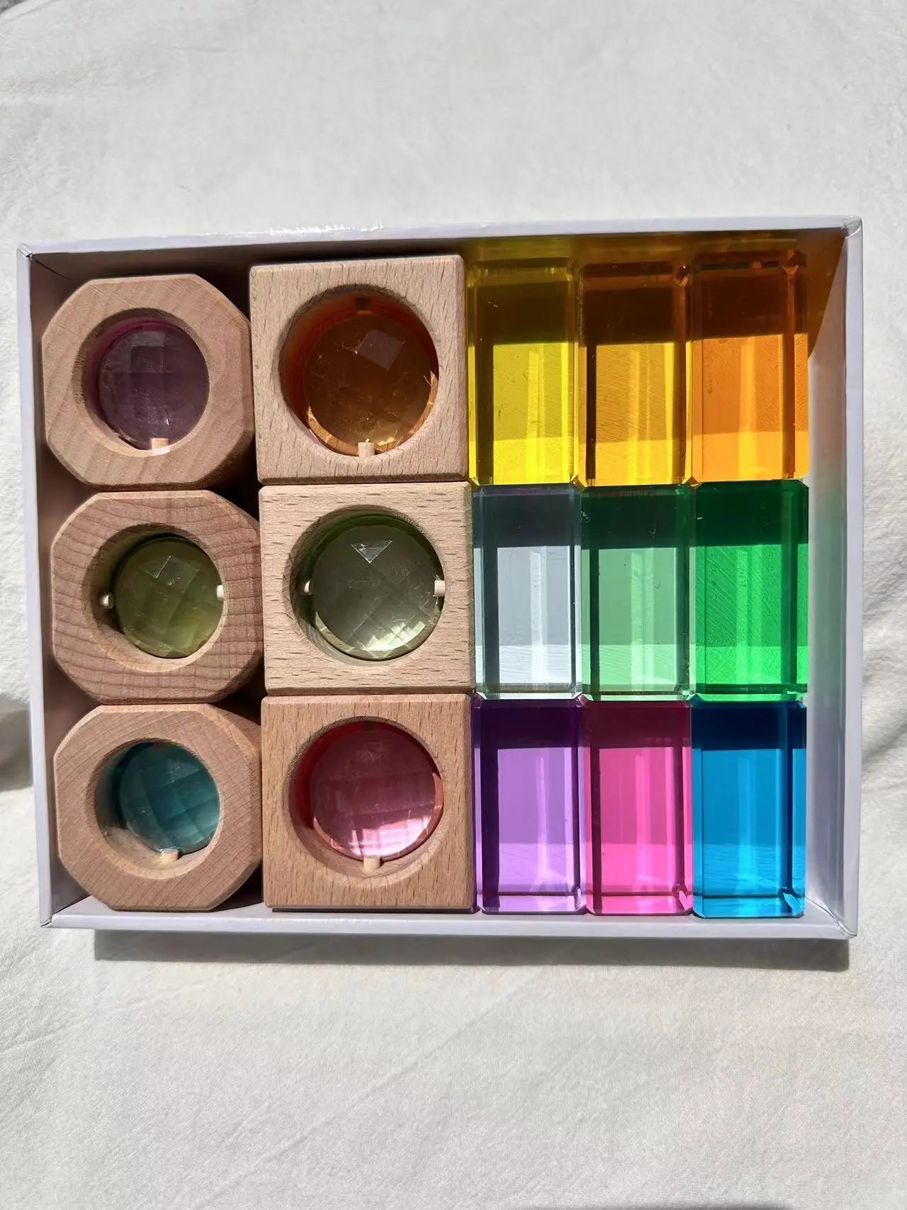 Montessori Wooden and Acrylic See-Through Blocks