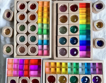 Montessori Wooden and Acrylic See-Through Blocks
