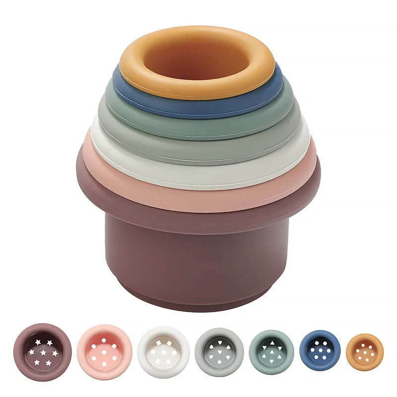 Montessori Silicone Stacking Blocks Sets - Cups