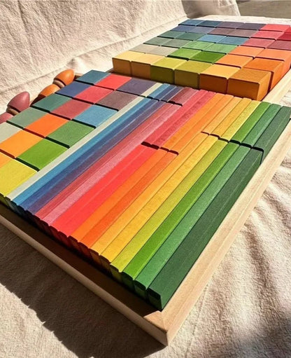 Large Wooden Building Stacking Cube & Block Sets, 56 pcs