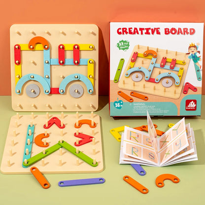 Wooden Geometric Peg Board Set